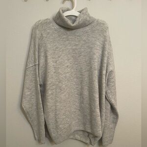 Gray Wool Turtleneck Oversized Sweater